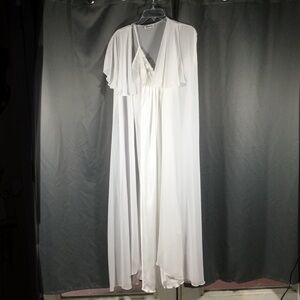 Blanche White Bridal Satin Chiffon Nightgown Robe